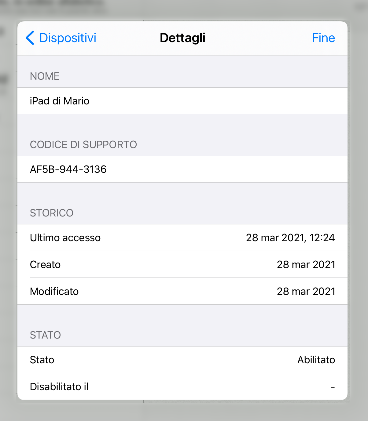 Esempio di iPad attivo su Agenda Legale