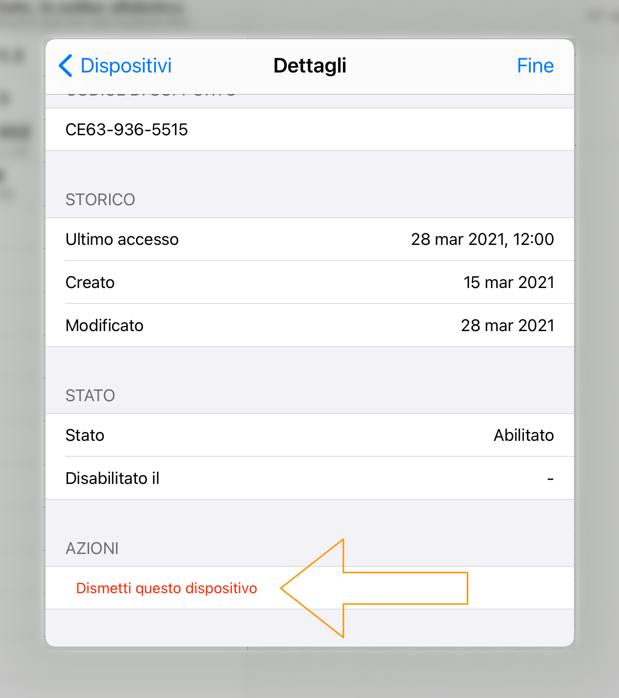 Dismissione dispositivo ammessa